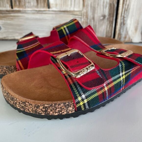 NIB Anna Flannel Buckle Sandals Size 6.5 - Picture 1 of 5